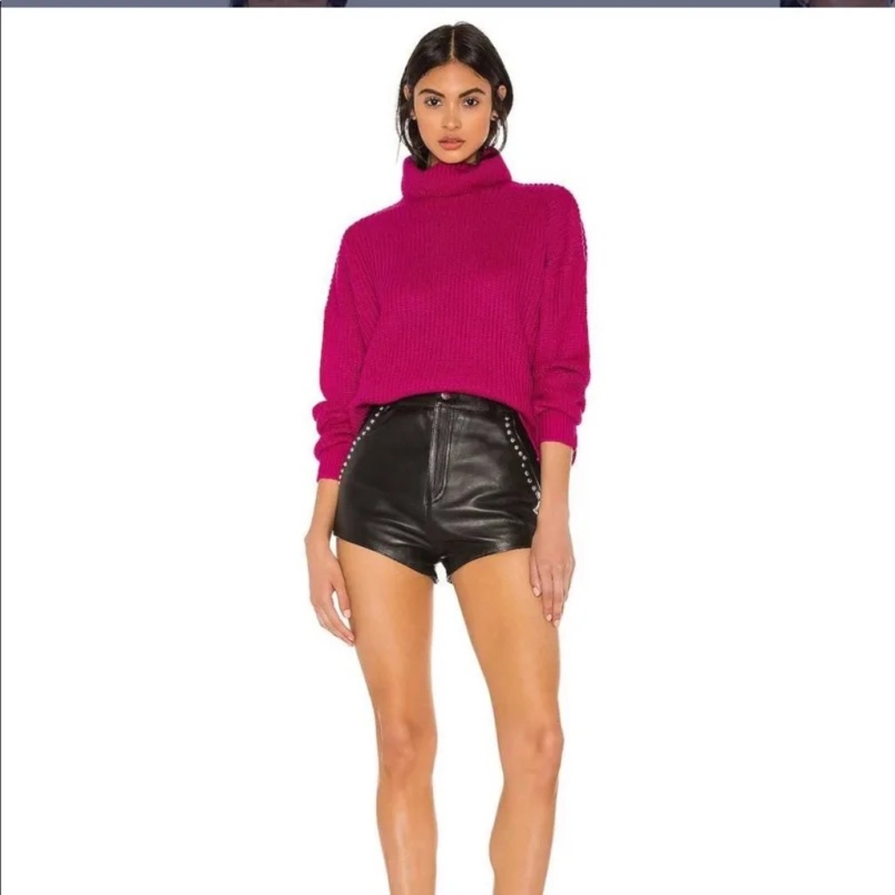 superdown Ribbed Turtleneck Sweater in Fuchsia